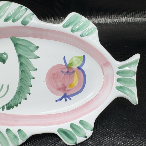 Vintage Italian Caleca Pottery Fish Shaped Dish Plate Container Hand Painted VTG - Picture 7 of 11
